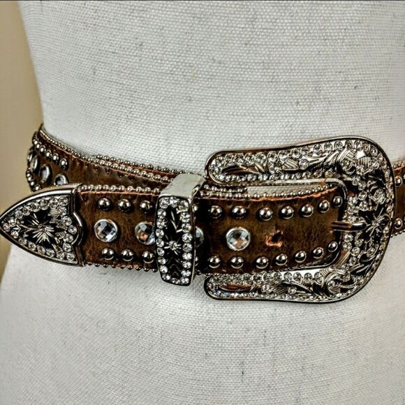 Nocona Leather/Rhinestone Studded Horse Belt main image 4